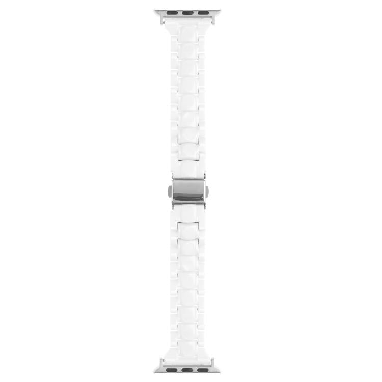 For Apple Watch 46mm / 49mm / 45mm / 44mm Small Waist Rhombus Three-bead Resin Watch Band(White)