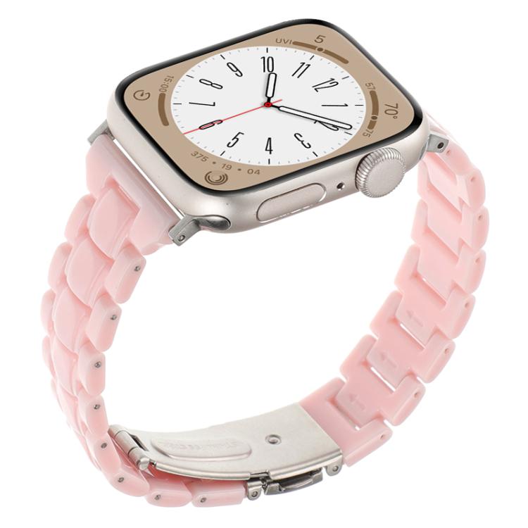 For Apple Watch 46mm / 49mm / 45mm / 44mm Small Waist Rhombus Three-bead Resin Watch Band(Pink)