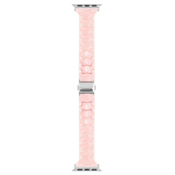 For Apple Watch 46mm / 49mm / 45mm / 44mm Small Waist Rhombus Three-bead Resin Watch Band(Pink)