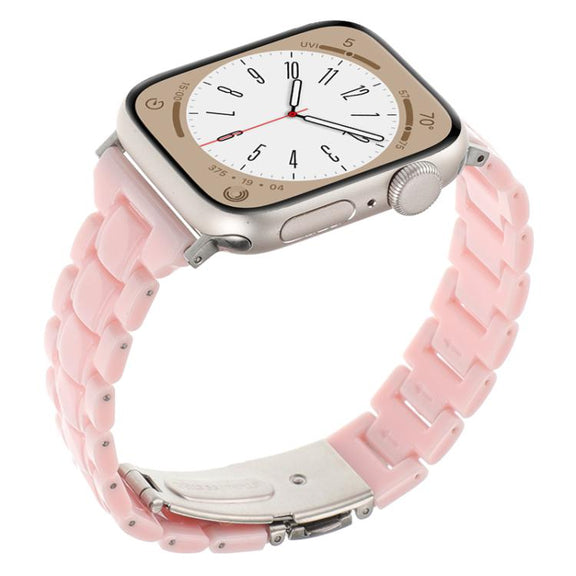 For Apple Watch 46mm / 49mm / 45mm / 44mm Small Waist Rhombus Three-bead Resin Watch Band(Pink)