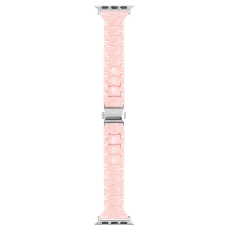 For Apple Watch 42mm / 41mm / 40mm / 38mm Small Waist Rhombus Three-bead Resin Watch Band(Pink)