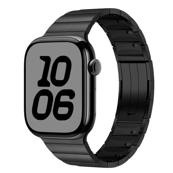 For Apple Watch 46mm / 49mm / 45mm / 44mm Single Bead Side-removable Stainless Steel Watch Band(Black)