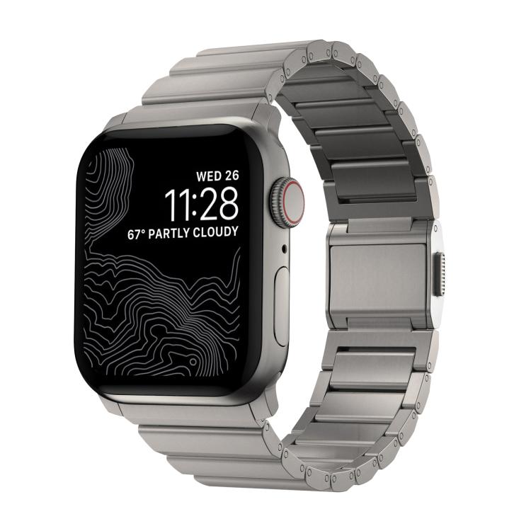 For Apple Watch 46mm / 49mm / 45mm / 44mm Norman Clasp One-Bead Stainless Steel Watch Band(Titanium)