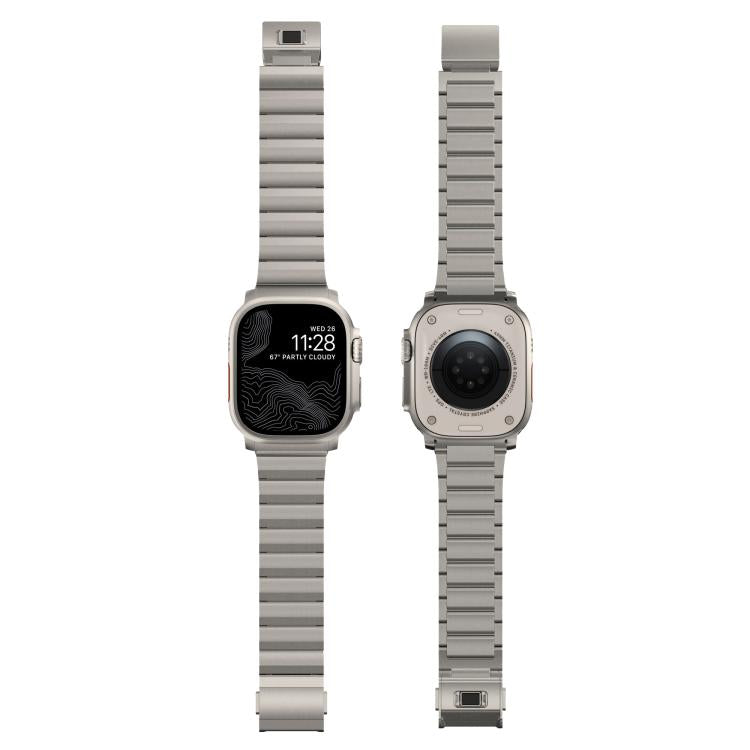 For Apple Watch 46mm / 49mm / 45mm / 44mm Norman Clasp One-Bead Stainless Steel Watch Band(Titanium)