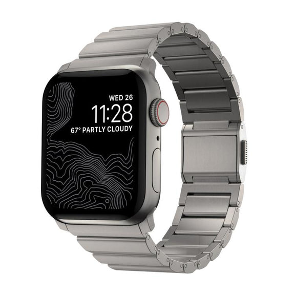 For Apple Watch 46mm / 49mm / 45mm / 44mm Norman Clasp One-Bead Stainless Steel Watch Band(Titanium)