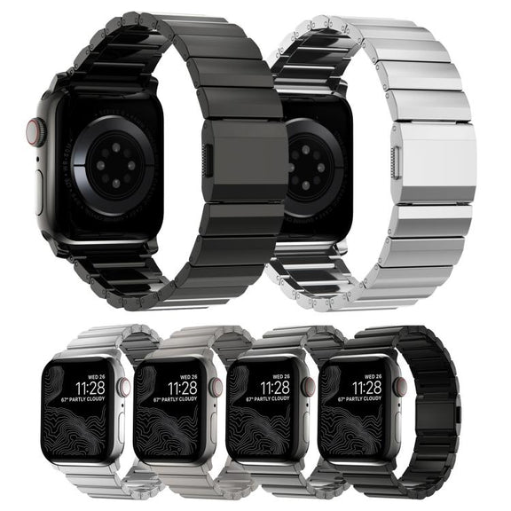 For Apple Watch 46mm / 49mm / 45mm / 44mm Norman Clasp One-Bead Stainless Steel Watch Band(Titanium)