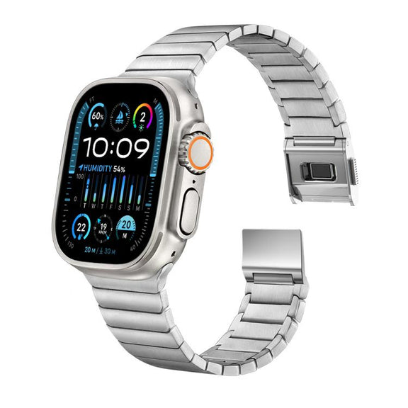 For Apple Watch 46mm / 49mm / 45mm / 44mm Bamboo Norman Buckle Pure Titanium Watch Band(Silver)