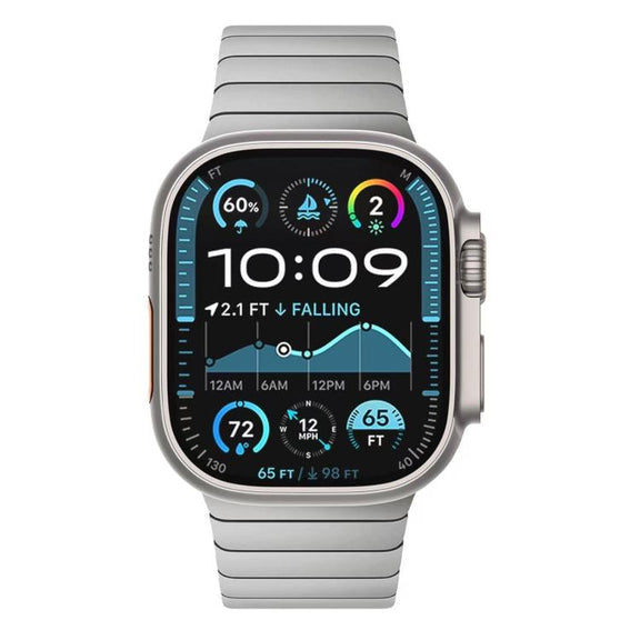 For Apple Watch 46mm / 49mm / 45mm / 44mm Bamboo Norman Buckle Pure Titanium Watch Band(Silver)
