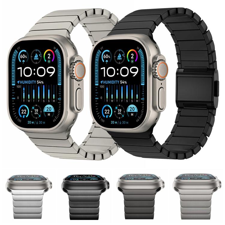 For Apple Watch 46mm / 49mm / 45mm / 44mm Bamboo Norman Buckle Pure Titanium Watch Band(Silver)