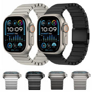 For Apple Watch 46mm / 49mm / 45mm / 44mm Bamboo Norman Buckle Pure Titanium Watch Band(Silver)