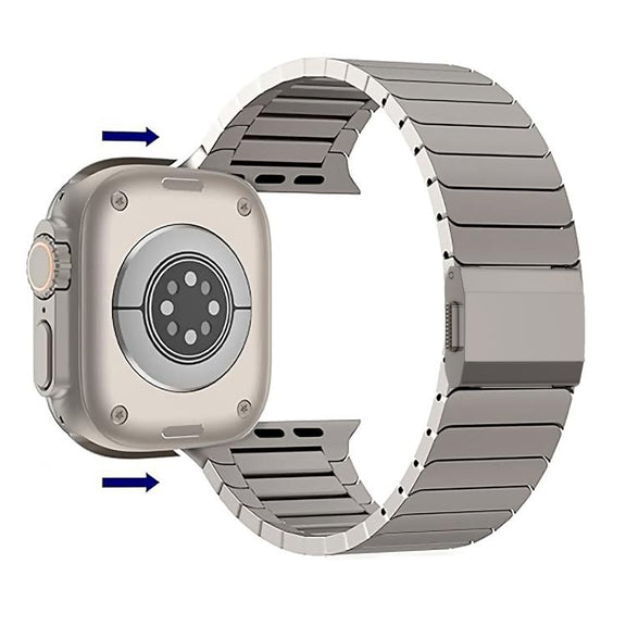 For Apple Watch 46mm / 49mm / 45mm / 44mm Bamboo Norman Buckle Pure Titanium Watch Band(Silver)