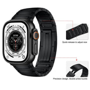 For Apple Watch 46mm / 49mm / 45mm / 44mm Integrated I-Shaped Quick Release Titanium Alloy Watch Band(Black)