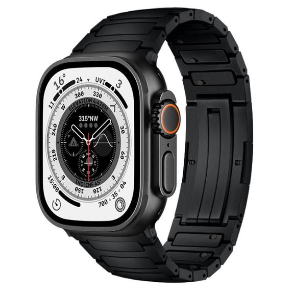 For Apple Watch 46mm / 49mm / 45mm / 44mm Integrated I-Shaped Quick Release Titanium Alloy Watch Band(Black)