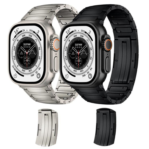 For Apple Watch 46mm / 49mm / 45mm / 44mm Integrated I-Shaped Quick Release Titanium Alloy Watch Band(Black)