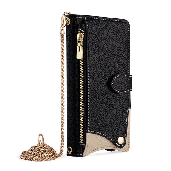 For Honor 200 Crossbody Chain Fishtail Litchi Leather Phone Case(Black)