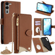 For  Fujitsu Arrows We2 Plus F-51E Crossbody Chain Fishtail Litchi Leather Phone Case(Brown) - More Brand by PMC TechLife | Online Shopping South Africa | PMC TechLife | Buy Now Pay Later Mobicred