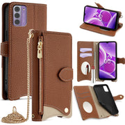 For Nokia G42 / G310 Crossbody Chain Fishtail Litchi Leather Phone Case(Brown)