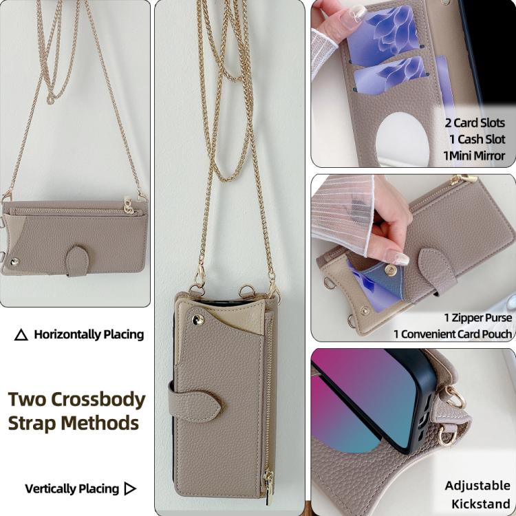 For Nokia G42 / G310 Crossbody Chain Fishtail Litchi Leather Phone Case(Grey)