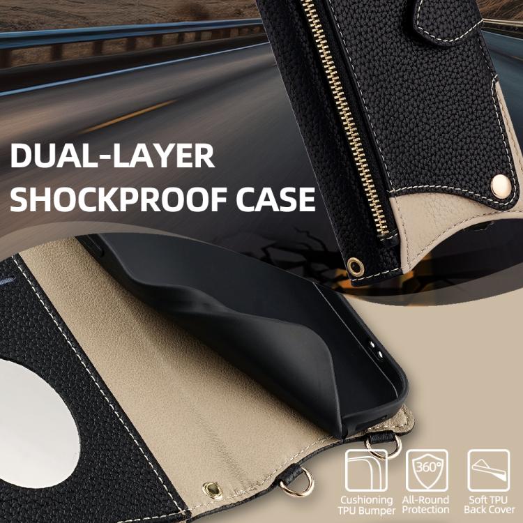 For Sharp Aquos wish4 Crossbody Chain Fishtail Litchi Leather Phone Case(Black)