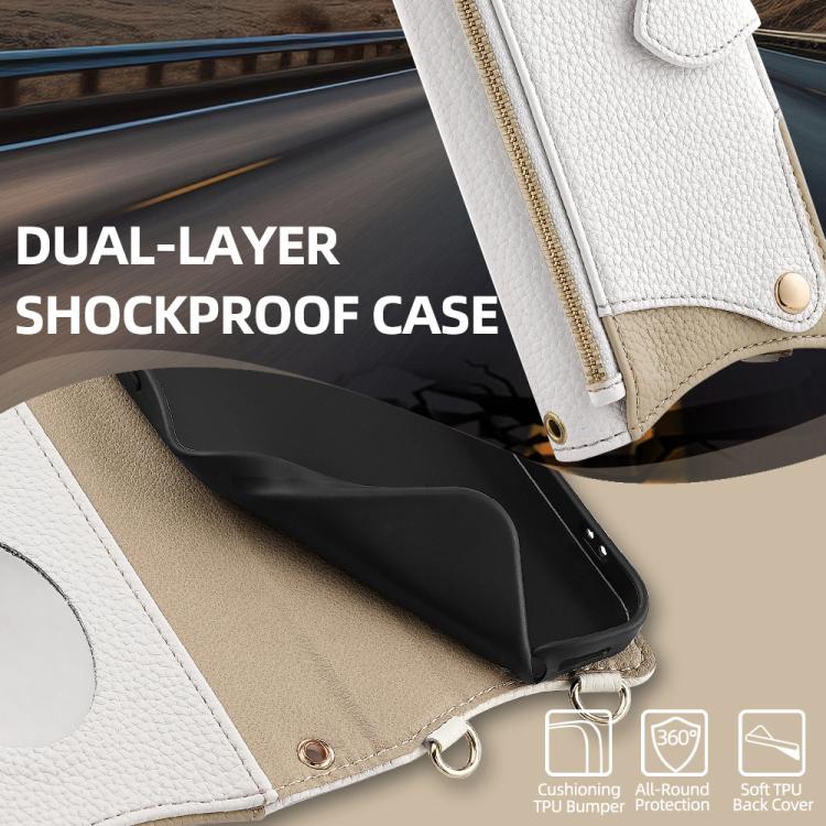 For Sharp Aquos wish4 Crossbody Chain Fishtail Litchi Leather Phone Case(White)