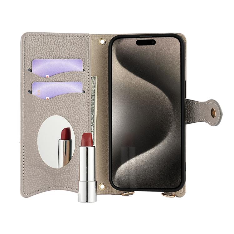 For Google Pixel 6a Crossbody Chain Fishtail Litchi Leather Phone Case(Grey)