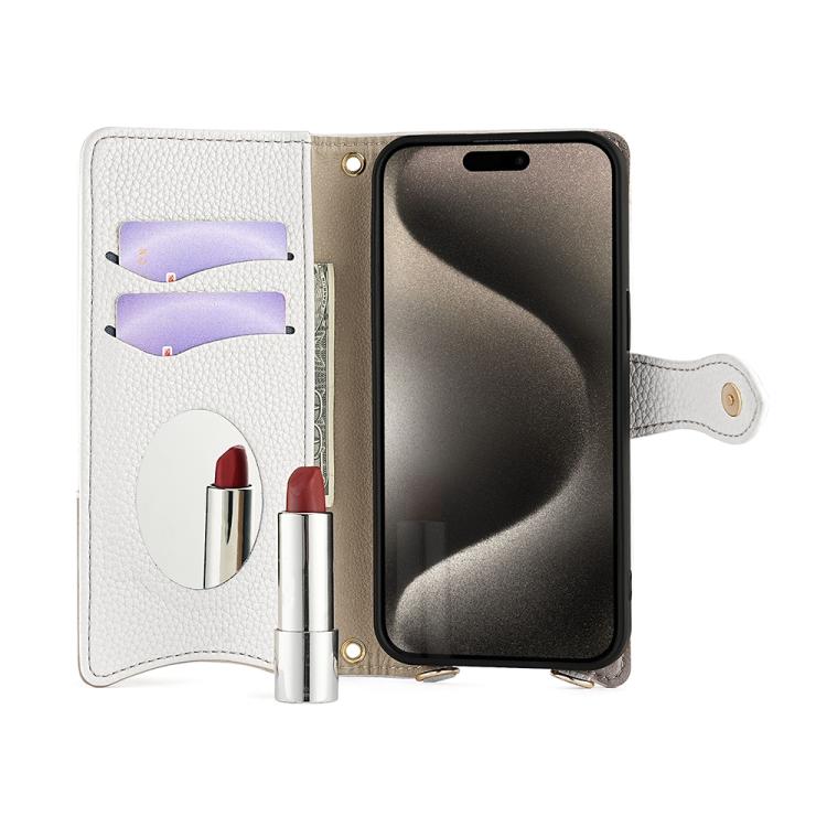 For Google Pixel 6a Crossbody Chain Fishtail Litchi Leather Phone Case(White)