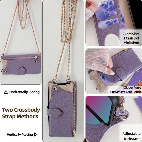 For Google Pixel 8 Crossbody Chain Fishtail Litchi Leather Phone Case(Purple)