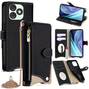 For Itel A50 Crossbody Chain Fishtail Litchi Leather Phone Case(Black)