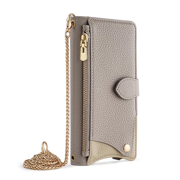 For Itel A50 Crossbody Chain Fishtail Litchi Leather Phone Case(Grey)