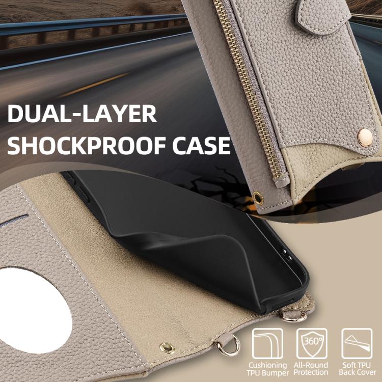 For Itel A50 Crossbody Chain Fishtail Litchi Leather Phone Case(Grey)