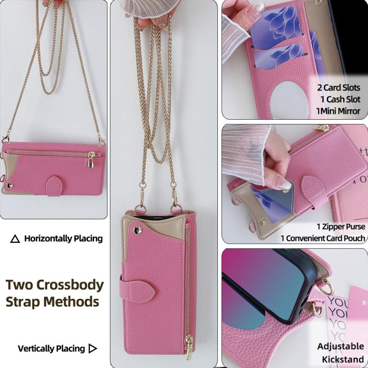 For Itel A50 Crossbody Chain Fishtail Litchi Leather Phone Case(Pink)