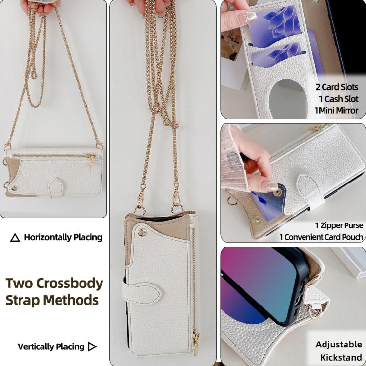 For Itel A50 Crossbody Chain Fishtail Litchi Leather Phone Case(White)