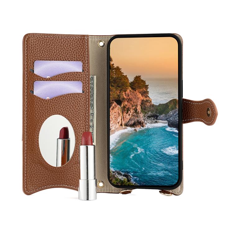 For Motorola Edge 50 Pro Crossbody Chain Fishtail Litchi Leather Phone Case(Brown)