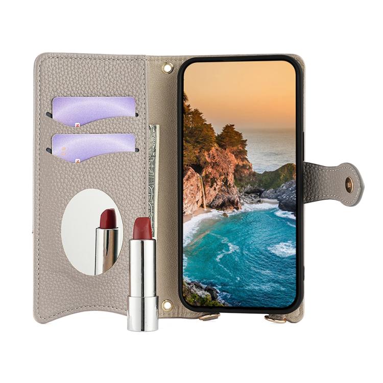 For Motorola Edge 50 Pro Crossbody Chain Fishtail Litchi Leather Phone Case(Grey)