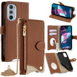 For Motorola Edge+ 2022 / Edge 30 Pro Crossbody Chain Fishtail Litchi Leather Phone Case(Brown) - Motorola Cases by PMC TechLife | Online Shopping South Africa | PMC TechLife | Buy Now Pay Later Mobicred