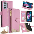 For Motorola Edge+ 2022 / Edge 30 Pro Crossbody Chain Fishtail Litchi Leather Phone Case(Pink) - Motorola Cases by PMC TechLife | Online Shopping South Africa | PMC TechLife | Buy Now Pay Later Mobicred
