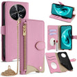For Huawei nova 12i / Enjoy 70 Pro Crossbody Chain Fishtail Litchi Leather Phone Case(Pink) - Huawei Cases by PMC TechLife | Online Shopping South Africa | PMC TechLife | Buy Now Pay Later Mobicred