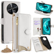 For Huawei nova 12i / Enjoy 70 Pro Crossbody Chain Fishtail Litchi Leather Phone Case(White) - Huawei Cases by PMC TechLife | Online Shopping South Africa | PMC TechLife | Buy Now Pay Later Mobicred