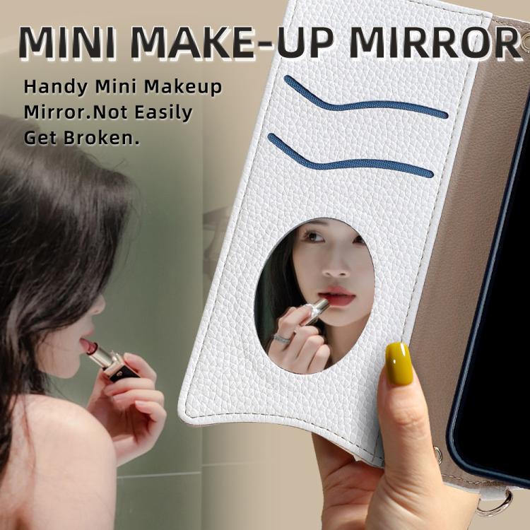 For Huawei nova 12i / Enjoy 70 Pro Crossbody Chain Fishtail Litchi Leather Phone Case(White)