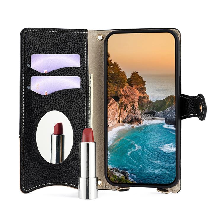 For OnePlus Ace 3 Pro Crossbody Chain Fishtail Litchi Leather Phone Case(Black)
