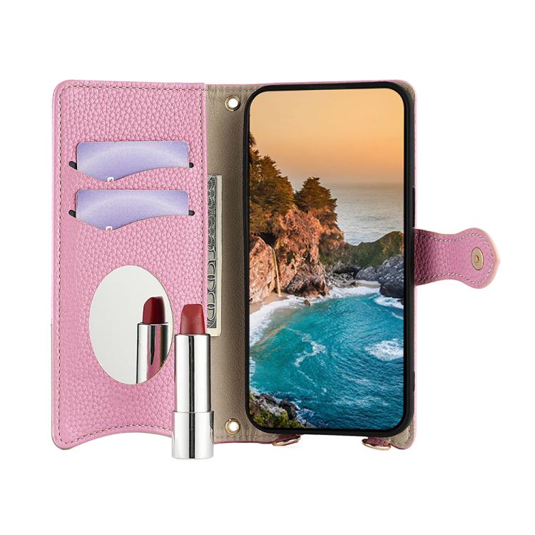 For OnePlus Ace 3 Pro Crossbody Chain Fishtail Litchi Leather Phone Case(Pink)