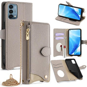 For OnePlus Nord N200 5G Crossbody Chain Fishtail Litchi Leather Phone Case(Grey)