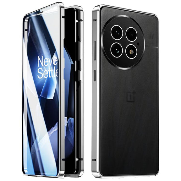 For OnePlus 13 Magnetic HD Tempered Glass Phone Case(Silver)