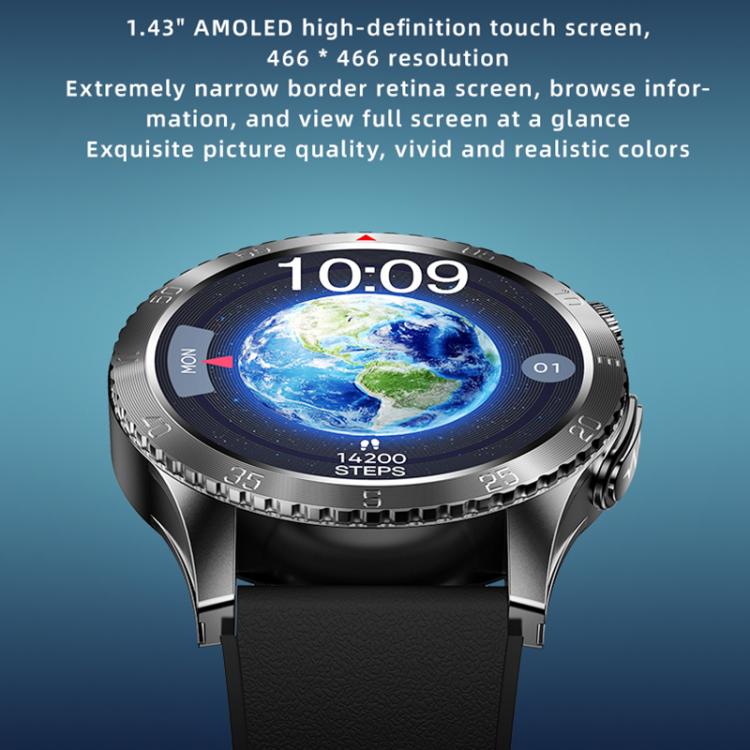 H9 1.43 inch Silicone Strap ECG Smart Watch Supports Bluetooth Calls/Smart Voice Assistant(Black)