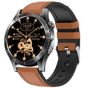 H9 1.43 inch Leather Strap ECG Smart Watch Supports Bluetooth Calls/Smart Voice Assistant(Brown)