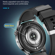 H9 1.43 inch Leather Strap ECG Smart Watch Supports Bluetooth Calls/Smart Voice Assistant(Black)