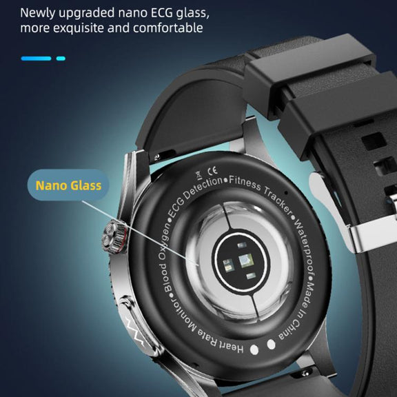 H9 1.43 inch Leather Strap ECG Smart Watch Supports Bluetooth Calls/Smart Voice Assistant(Black)