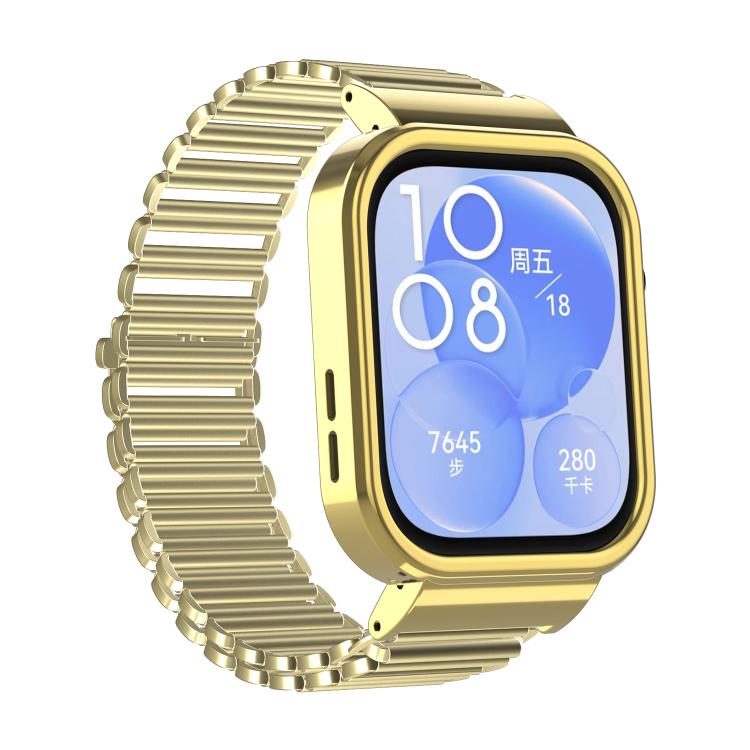 For Huawei Watch Fit3 Hollow Chain Metal Frame Watch Band(Gold)