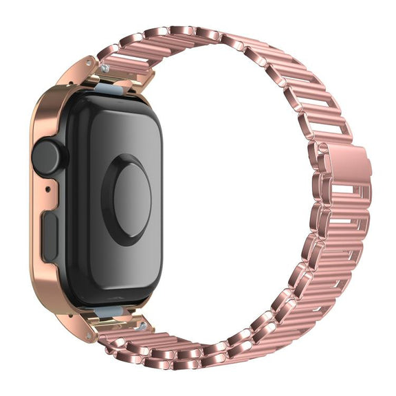 For Huawei Watch Fit3 Hollow Chain Metal Frame Watch Band(Rose Gold+Rose Pink)