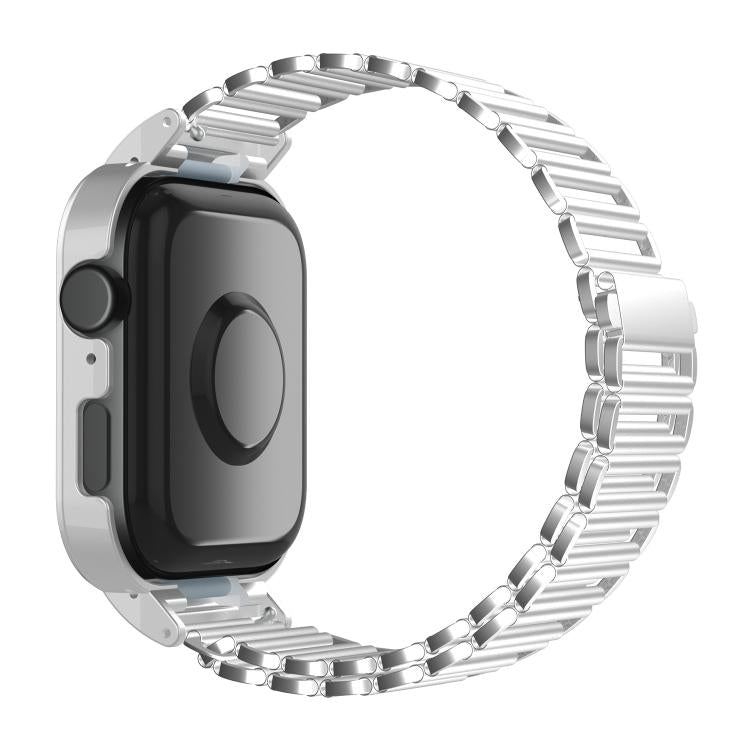 For Huawei Watch Fit3 Hollow Chain Metal Frame Watch Band(Silver+Silver White)